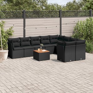 Maison exclusive - salon de jardin 10 pcs avec coussins noir résine tressée