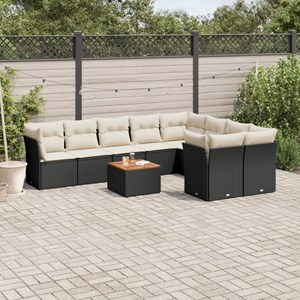 Maison exclusive - salon de jardin 10 pcs avec coussins noir résine tressée