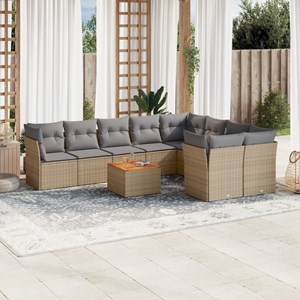Maison exclusive - salon de jardin avec coussins 10 pcs beige résine tressée