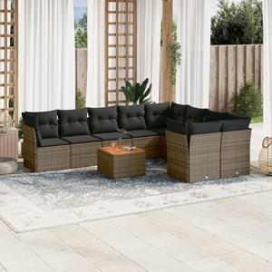 Maison exclusive - salon de jardin avec coussins 10 pcs gris résine tressée