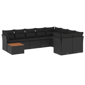 Maison exclusive - salon de jardin 10 pcs avec coussins noir résine tressée