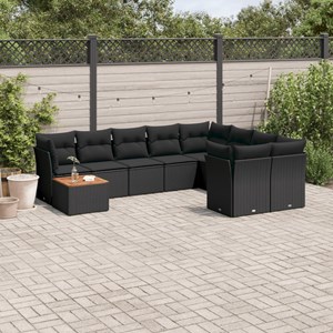Maison exclusive - salon de jardin 10 pcs avec coussins noir résine tressée
