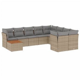 Maison exclusive - salon de jardin avec coussins 10 pcs beige résine tressée