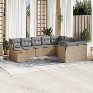 Maison exclusive - salon de jardin avec coussins 10 pcs beige résine tressée