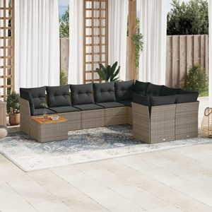 Maison exclusive - salon de jardin avec coussins 10 pcs gris résine tressée