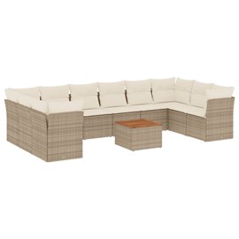 Maison exclusive - salon de jardin 11 pcs avec coussins beige résine tressée