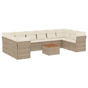 Maison exclusive - salon de jardin 11 pcs avec coussins beige résine tressée