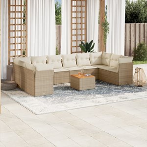 Maison exclusive - salon de jardin 11 pcs avec coussins beige résine tressée