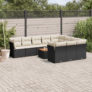 Maison exclusive - salon de jardin 11 pcs avec coussins noir résine tressée
