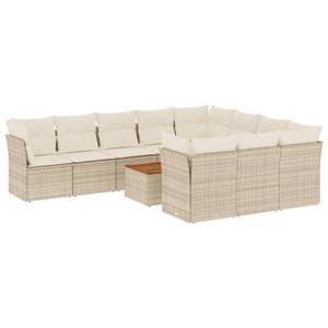 Maison exclusive - salon de jardin 11 pcs avec coussins beige résine tressée