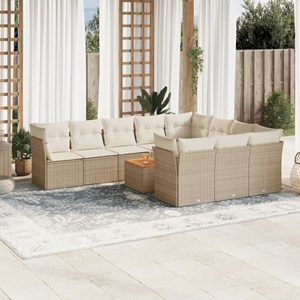 Maison exclusive - salon de jardin 11 pcs avec coussins beige résine tressée
