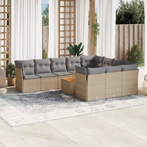 Maison exclusive - salon de jardin 11 pcs avec coussins beige résine tressée