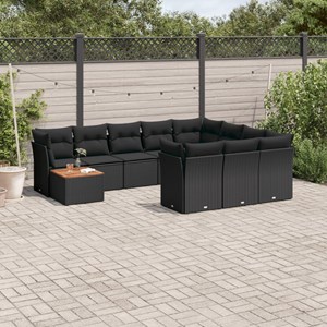Maison exclusive - salon de jardin 11 pcs avec coussins noir résine tressée