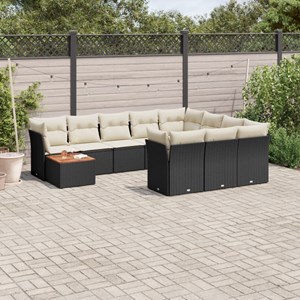 Maison exclusive - salon de jardin 11 pcs avec coussins noir résine tressée