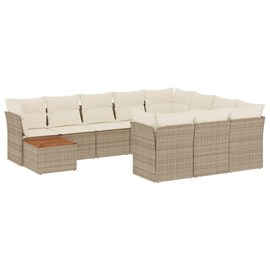 Maison exclusive - salon de jardin 11 pcs avec coussins beige résine tressée