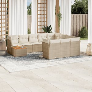 Maison exclusive - salon de jardin 11 pcs avec coussins beige résine tressée
