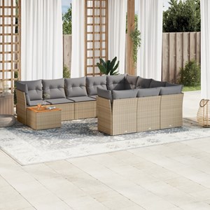 Maison exclusive - salon de jardin 11 pcs avec coussins beige résine tressée