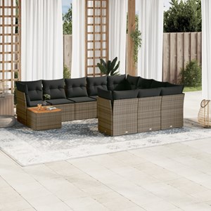 Maison exclusive - salon de jardin 11 pcs avec coussins gris résine tressée
