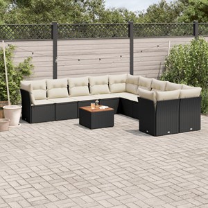 Maison exclusive - salon de jardin 11 pcs avec coussins noir résine tressée