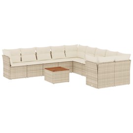 Maison exclusive - salon de jardin 11 pcs avec coussins beige résine tressée