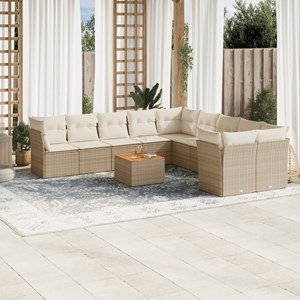 Maison exclusive - salon de jardin 11 pcs avec coussins beige résine tressée