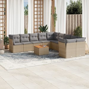 Maison exclusive - salon de jardin 11 pcs avec coussins beige résine tressée