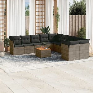 Maison exclusive - salon de jardin 11 pcs avec coussins gris résine tressée