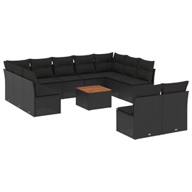 Maison exclusive - salon de jardin 12 pcs avec coussins noir résine tressée