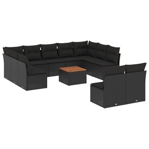 Maison exclusive - salon de jardin 12 pcs avec coussins noir résine tressée