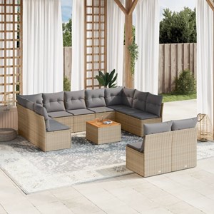 Maison exclusive - salon de jardin avec coussins 12 pcs beige résine tressée