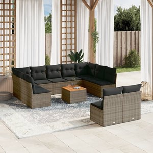 Maison exclusive - salon de jardin avec coussins 12 pcs gris résine tressée