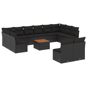 Maison exclusive - salon de jardin avec coussins 13 pcs noir résine tressée