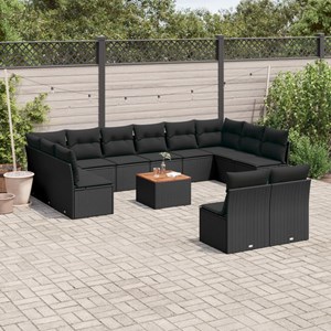 Maison exclusive - salon de jardin avec coussins 13 pcs noir résine tressée
