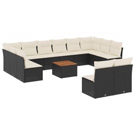 Maison exclusive - salon de jardin avec coussins 13 pcs noir résine tressée