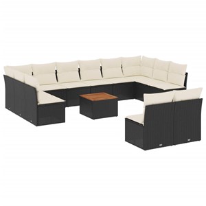 Maison exclusive - salon de jardin avec coussins 13 pcs noir résine tressée