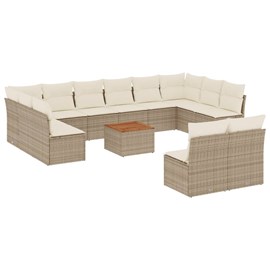 Maison exclusive - salon de jardin avec coussins 13 pcs beige résine tressée