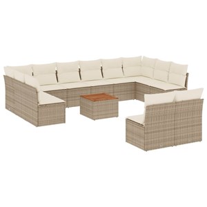 Maison exclusive - salon de jardin avec coussins 13 pcs beige résine tressée