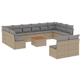 Maison exclusive - salon de jardin avec coussins 13 pcs beige résine tressée
