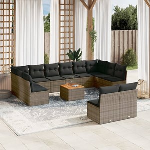 Maison exclusive - salon de jardin avec coussins 13 pcs gris résine tressée