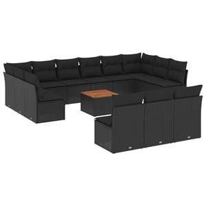 Maison exclusive - salon de jardin avec coussins 14 pcs noir résine tressée
