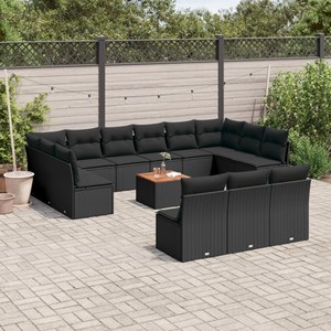 Maison exclusive - salon de jardin avec coussins 14 pcs noir résine tressée