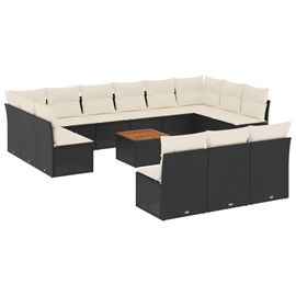 Maison exclusive - salon de jardin avec coussins 14 pcs noir résine tressée
