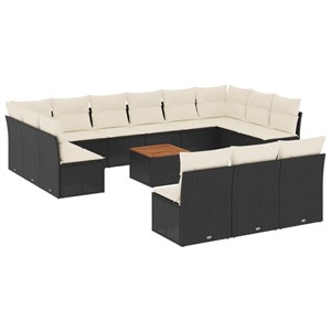 Maison exclusive - salon de jardin avec coussins 14 pcs noir résine tressée