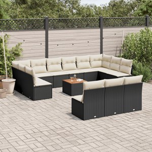 Maison exclusive - salon de jardin avec coussins 14 pcs noir résine tressée