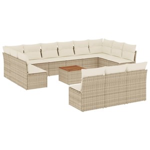 Maison exclusive - salon de jardin avec coussins 14 pcs beige résine tressée
