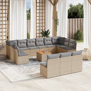 Maison exclusive - salon de jardin avec coussins 14 pcs beige résine tressée