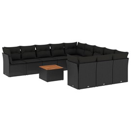 Maison exclusive - salon de jardin 12 pcs avec coussins noir résine tressée