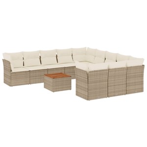 Maison exclusive - salon de jardin avec coussins 12 pcs beige résine tressée