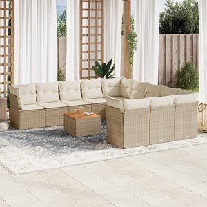 Maison exclusive - salon de jardin avec coussins 12 pcs beige résine tressée