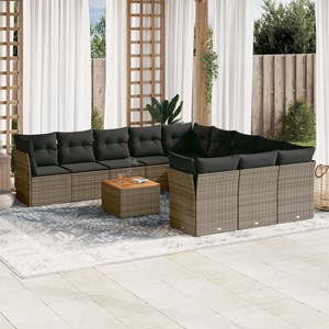 Maison exclusive - salon de jardin avec coussins 12 pcs gris résine tressée